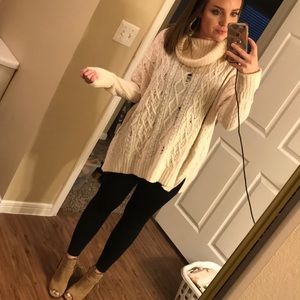 Distressed Free People Cowl Neck Sweater